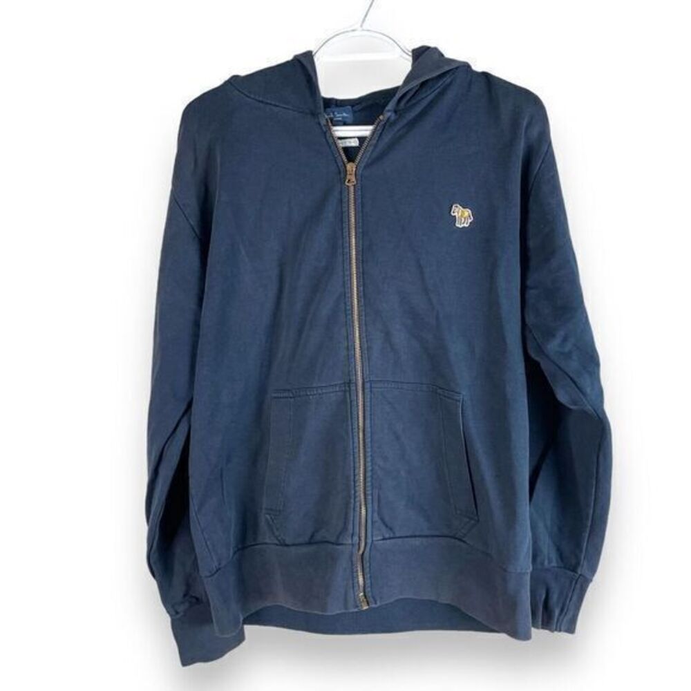 Paul Smith Full‎ Zip Hoodie Womens L Navy Blue Cotton Rainbow Zebra READ